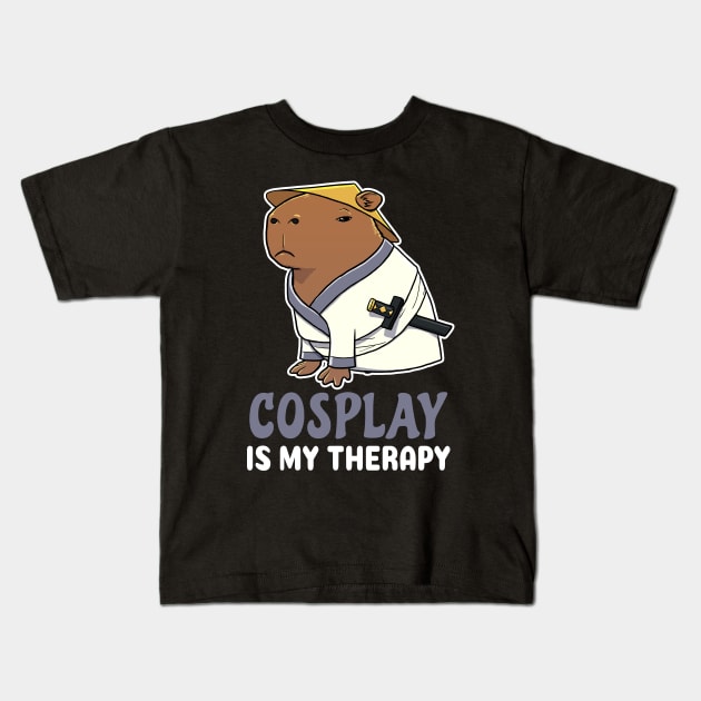 Cosplay is my therapy cartoon Capybara Samurai Kids T-Shirt by capydays